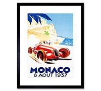 Wee Blue Coo Racing Car Monaco 1937 Grand Prix Artwork Framed Wall Art Print 12X16 Inch