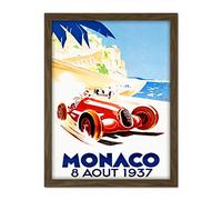Wee Blue Coo Racing Car Monaco 1937 Grand Prix Artwork Framed Wall Art Print 18X24 Inch