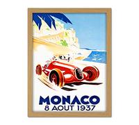 Wee Blue Coo Racing Car Monaco 1937 Grand Prix Artwork Framed Wall Art Print 18X24 Inch