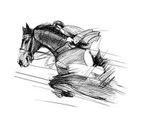 Wee Blue Coo Racing Horse And Jockey Art Print Canvas Premium Wall Decor Poster