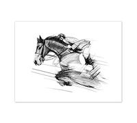 Wee Blue Coo Racing Horse And Jockey Art Print Canvas Premium Wall Decor Poster