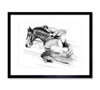Wee Blue Coo Racing Horse And Jockey Art Print Framed Poster Wall Decor 9x7 inch