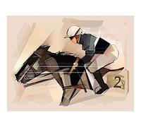 Wee Blue Coo Racing Horse And Jockey Grunge Art Print Poster Wall Decor 12X16 Inch