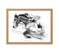 Wee Blue Coo Racing Horse And Jockey Large Framed Art Print Wall Poster 18x24 inch