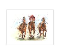 Wee Blue Coo Racing Horses Watercolour Art Print Canvas Premium Wall Decor Poster