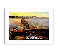 Wee Blue Coo Railway Train Tay Bridge Dundee Scotland River Travel Sport Canvas Art Print