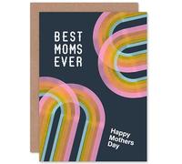 Wee Blue Coo Rainbow Paint Best Moms Ever Mothers Day Sealed Greeting Card Plus Envelope Blank inside