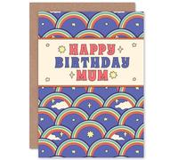 Wee Blue Coo Rainbow Pattern Happy Birthday Mum Sealed Greeting Card Plus Envelope Blank inside