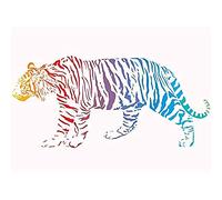Wee Blue Coo Rainbow Tiger Illustration Unframed Wall Art Print Poster Home Decor Premium