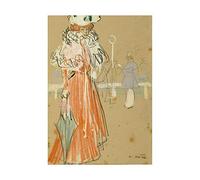 Wee Blue Coo Ramon Casas Female Figure In Red Wall Art Print