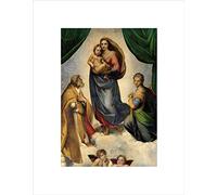Wee Blue Coo RAPHAEL SISTINE MADONNA OLD MASTER BLACK FRAMED ART PRINT PICTURE B12X1822