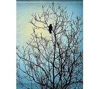Wee Blue Coo Raven Tree Silhouette Unframed Art Print Poster Wall Decor 12X16 Inch