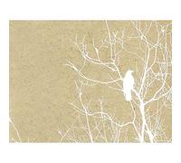 Wee Blue Coo Raven Tree White Beige Silhouette Illustration Art Print Poster Wall Decor 12X16 Inch