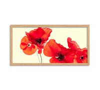 Wee Blue Coo Red Poppy Flowers Petals Long Panel Framed Wall Art Print