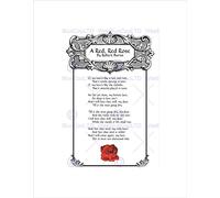 Wee Blue Coo RED RED ROSE ROBERT BURNS SCOTLAND EDINBURGH TYPOGRAPHY FRAMED PRINT B12X13734