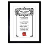 Wee Blue Coo RED RED ROSE ROBERT BURNS SCOTLAND EDINBURGH TYPOGRAPHY FRAMED PRINT B12X13734