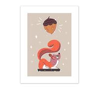 Wee Blue Coo Red Squirrel Acorn Dream Art Print Canvas Premium Wall Decor Poster