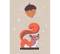 Wee Blue Coo Red Squirrel Acorn Dream Art Print Canvas Premium Wall Decor Poster