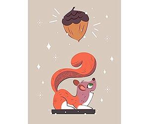 Wee Blue Coo Red Squirrel Acorn Dream Art Print Canvas Premium Wall Decor Poster