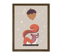 Wee Blue Coo Red Squirrel Acorn Dream Large Framed Art Print Wall Poster 18x24 inch