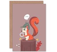Wee Blue Coo Red Squirrel Acorn Search Greeting Card With Envelope Inside Premium Quality