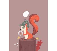 Wee Blue Coo Red Squirrel Acorn Search Large Art Print Poster Wall Decor