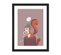 Wee Blue Coo Red Squirrel Acorn Search Large Framed Art Print Wall Poster 18x24 inch