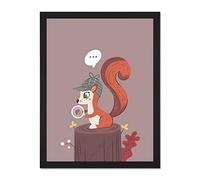 Wee Blue Coo Red Squirrel Acorn Search Large Framed Art Print Wall Poster 18x24 inch