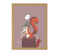 Wee Blue Coo Red Squirrel Acorn Search Large Framed Art Print Wall Poster 18x24 inch