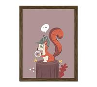 Wee Blue Coo Red Squirrel Acorn Search Large Framed Art Print Wall Poster 18x24 inch