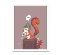 Wee Blue Coo Red Squirrel Acorn Search Large Framed Art Print Wall Poster 18x24 inch