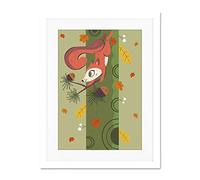 Wee Blue Coo Red Squirrel Acorn Tree Large Framed Art Print Wall Poster 18x24 inch