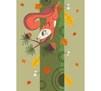 Wee Blue Coo Red Squirrel Acorn Tree Large Wall Art Print Canvas Premium Poster