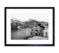 Wee Blue Coo Regnitz And Michaelsberg Bamberg Bavaria Germany 1895 Old BW Art Framed Wall Art Print