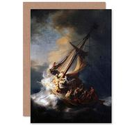 Wee Blue Coo REMBRANDT CHRIST IN STORM ON LAKE OF GALILEE OLD PAINTING GREETINGS CARD