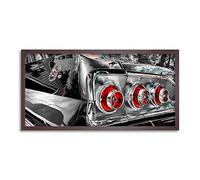 Wee Blue Coo Retro Car Automobile Tail Lights Long Panel Framed Wall Art Print