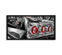 Wee Blue Coo Retro Car Automobile Tail Lights Long Panel Framed Wall Art Print