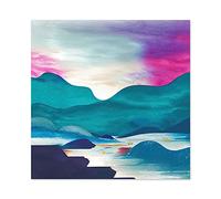 Wee Blue Coo River Landscape With Hills At Sunset Blue And Purple Watercolour Illustration Large Wall Art Poster Print Thick Paper 24X24 Inch