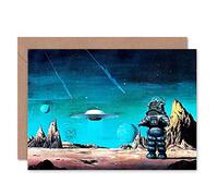 Wee Blue Coo ROBBY ROBOT FORBIDDEN PLANET SPACE STARS SCI FI BLANK GREETINGS CARD