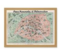 Wee Blue Coo Robelin Paris Metropolitan Monument Map France Artwork Framed Wall Art Print A4