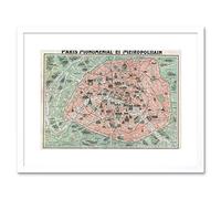 Wee Blue Coo Robelin Paris Monument Map French Artwork Framed Wall Art Print 12X16 Inch