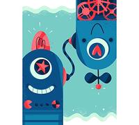 Wee Blue Coo Robot Friends Unframed Wall Art Print Poster Home Decor Premium