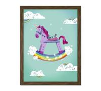 Wee Blue Coo Rocking Unicorn Rainbow Art Large Framed Art Print Poster Wall Decor 18x24 inch