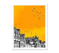 Wee Blue Coo Rooftop Birds Edinburgh 18x24 Large Framed Art Print Poster Wall Decor 18x24 inch