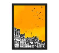 Wee Blue Coo Rooftop Birds Edinburgh 18x24 Large Framed Art Print Poster Wall Decor 18x24 inch