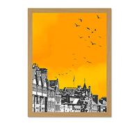 Wee Blue Coo Rooftop Birds Edinburgh 18x24 Large Framed Art Print Poster Wall Decor 18x24 inch
