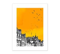 Wee Blue Coo Rooftop Birds Edinburgh Canvas Wall Art Print 12X16