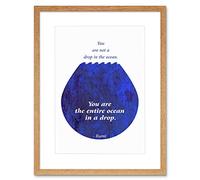 Wee Blue Coo Rumi You Are Entire Ocean Drop Artwork Framed Wall Art Print 12X16 Inch