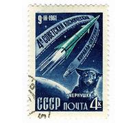 Wee Blue Coo Russian Postage Stamp 1961 Space Dog Art Print Poster Wall Decor 12X16 Inch