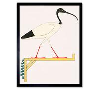 Wee Blue Coo Sacred Ibis Bird on Stand Thoth Egyptian Vintage Illustration Artwork Framed Wall Art Print 9X7 Inch